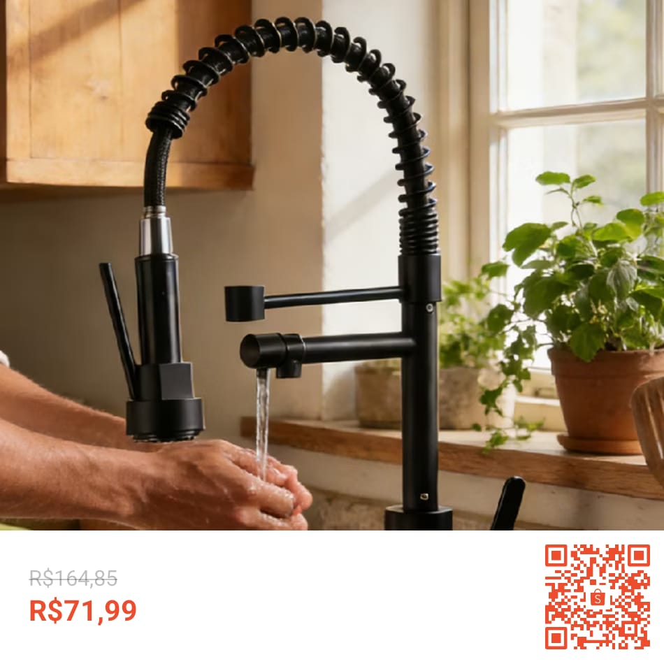 Torneira De Cozinha Gourmet Alça Única Com Extensor De Spray